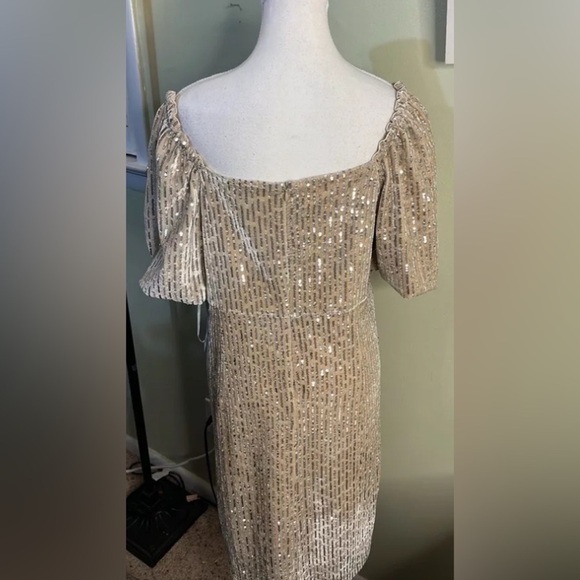 Julia Jordan Women\'s Ivory Sequin Fit & Flare Velvet Sheath Dress Size 14